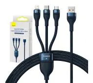 Baseus USB 3w1 Flash Series USB-C + micro USB + Lightning 66W 1,2m Niebieski