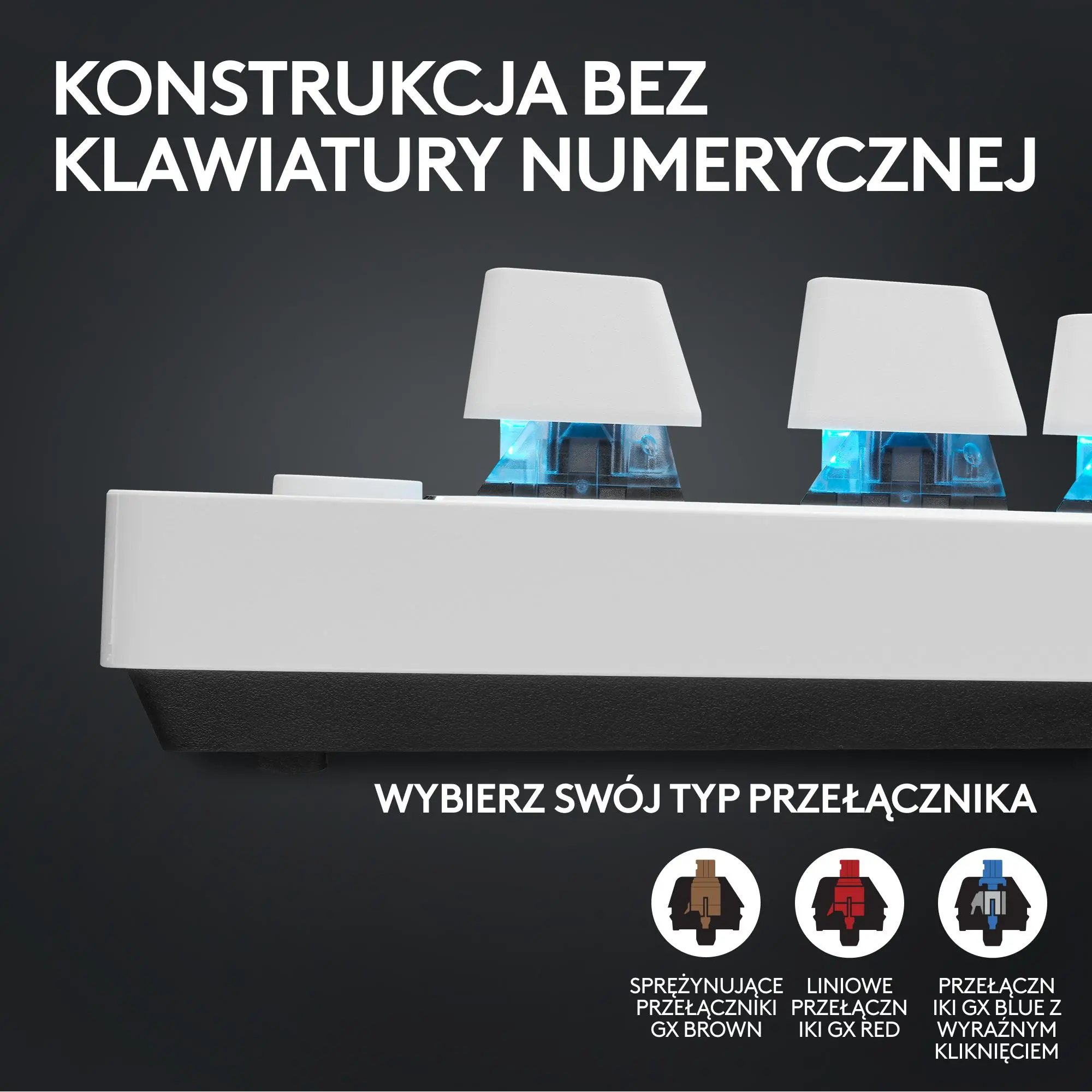 Klawiatura mechaniczna Logitech G Pro X TKL Lightspeed Tactile GX Brown Biały