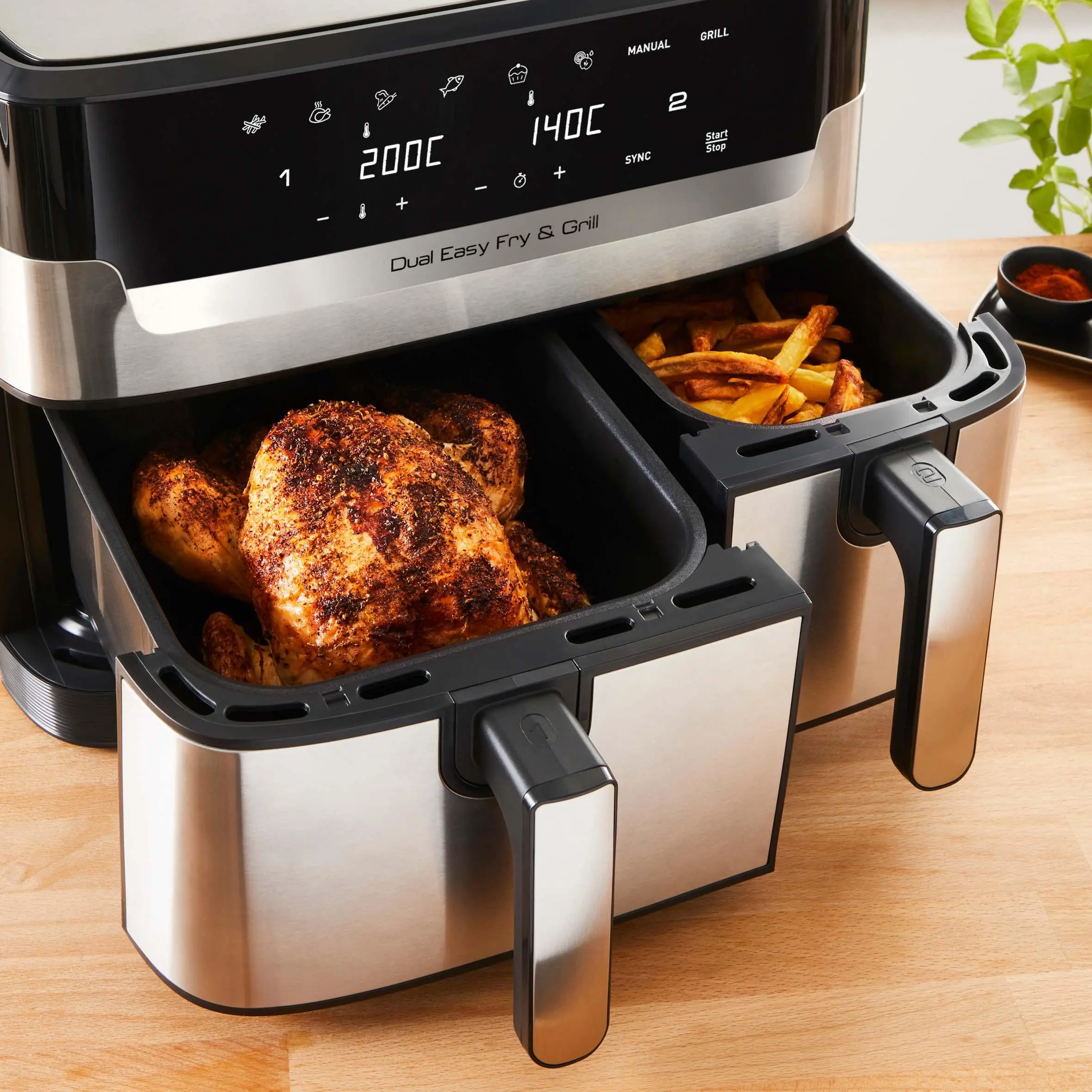 Frytkownica beztłuszczowa Tefal Dual Easy Fry & Grill EY905D 2700W 8,3l Aplikacja mobilna