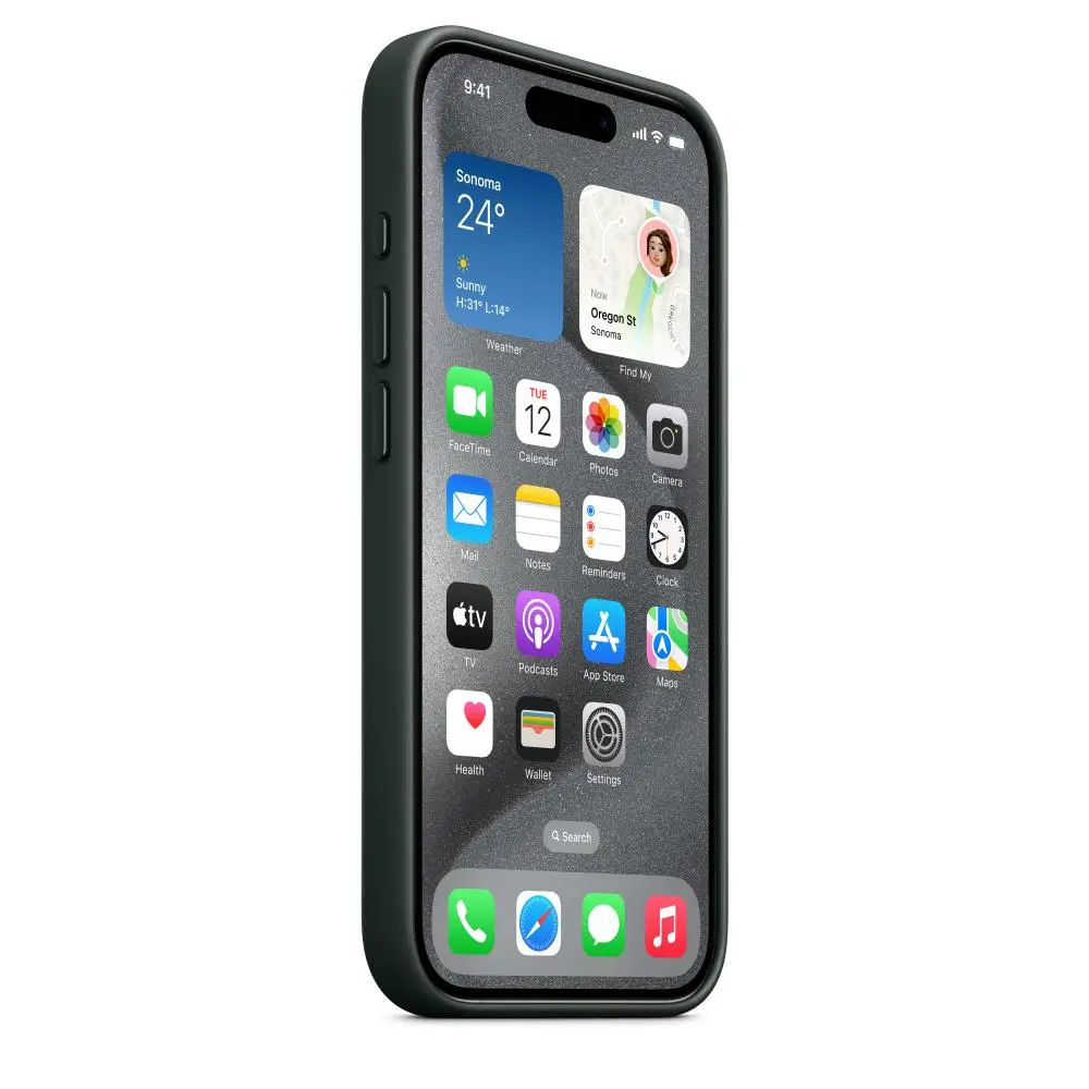 Etui Apple z tkaniny FineWoven z MagSafe do iPhone 15 Pro Wieczna zieleń
