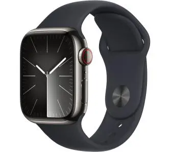 Apple Watch Series 9 GPS + Cellular koperta 41mm stali nierdzewna Mocny grafit pasek sportowy Mocny grafit M/L