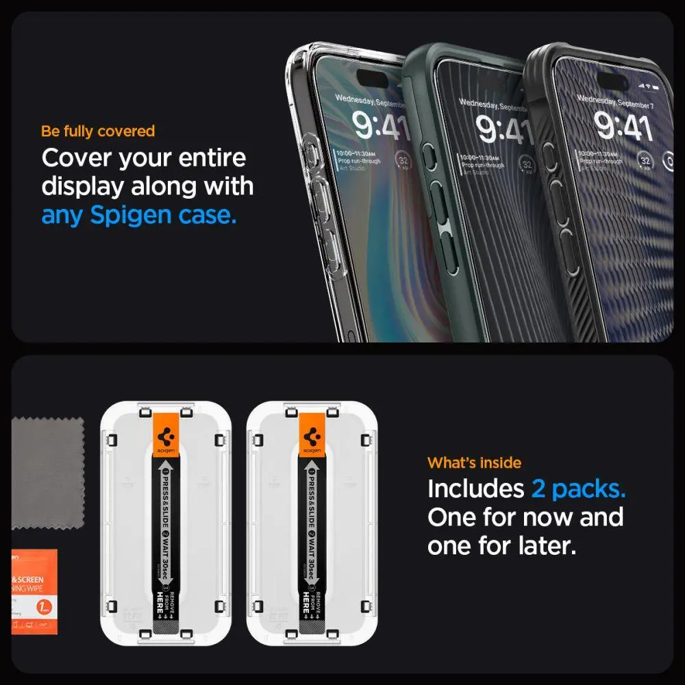 Szkło hartowane Spigen z aplikatorem Glas.tR EZ Fit FC do iPhone 15 Pro Max 2szt