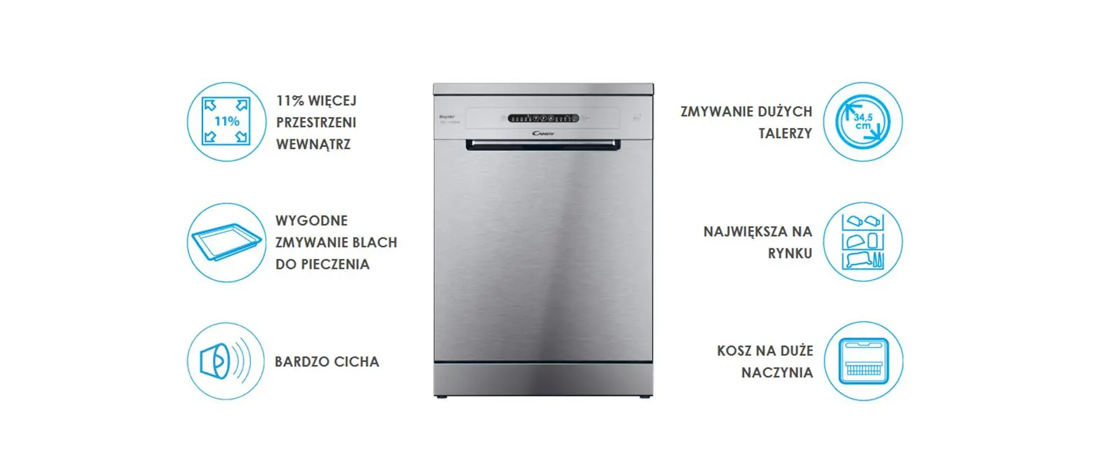Zmywarka Candy RapidO CF 3C7L0X 59,7cm Zdalne sterowanie