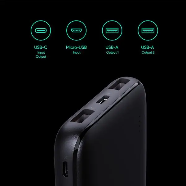 Powerbank Aukey PB-N73-BK 10000mAh USB-C 2x USB-A 12W Czarny