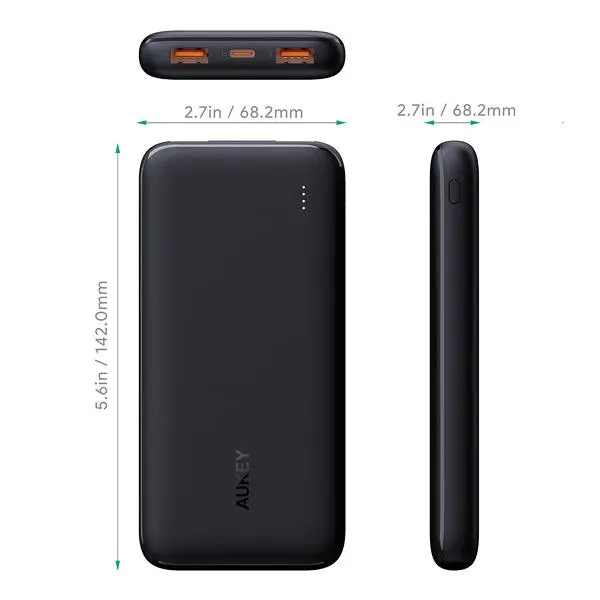 Powerbank Aukey PB-N73-BK 10000mAh USB-C 2x USB-A 12W Czarny