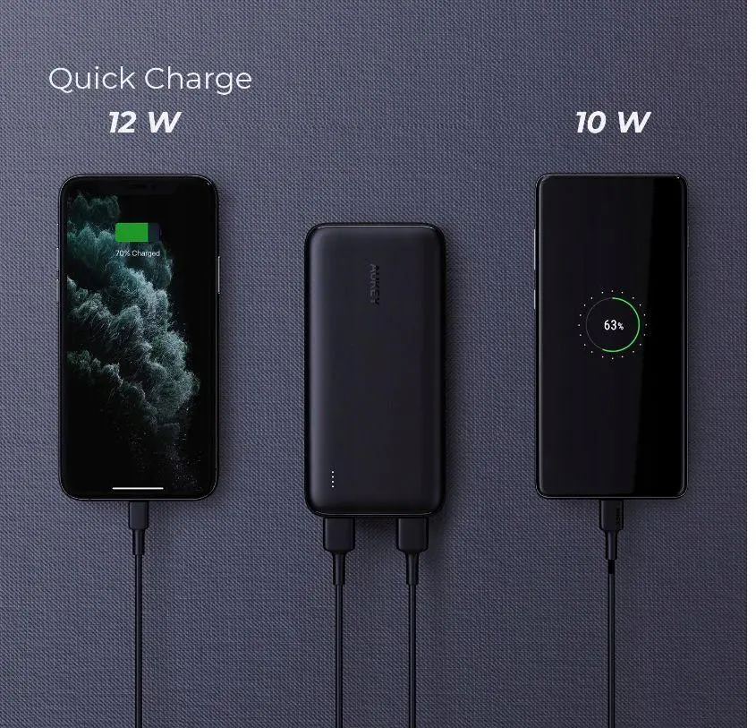 Powerbank Aukey PB-N73-BK 10000mAh USB-C 2x USB-A 12W Czarny
