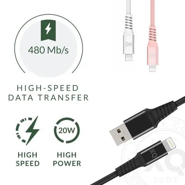 Kabel Xqisit Lightning do USB A 2,0 2m Biały
