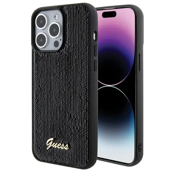 Etui Guess Sequin Script Metal GUHCP15XPSFDGSK do iPhone 15 Pro Max Czarny