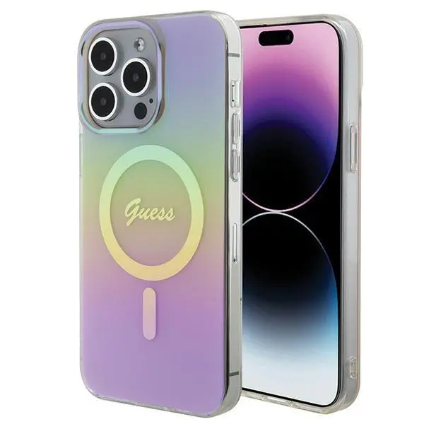 Etui Guess IML Iridescent MagSafe GUHMP15LHITSP do iPhone 15 Pro Różowy