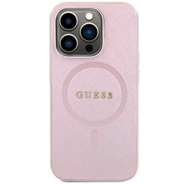 Etui Guess Saffiano MagSafe GUHMP15LPSAHMCP do iPhone 15 Pro Różowy