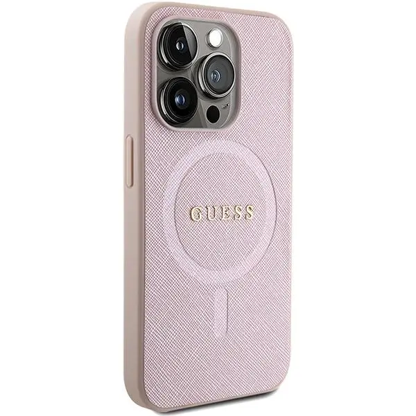 Etui Guess Saffiano MagSafe GUHMP15LPSAHMCP do iPhone 15 Pro Różowy