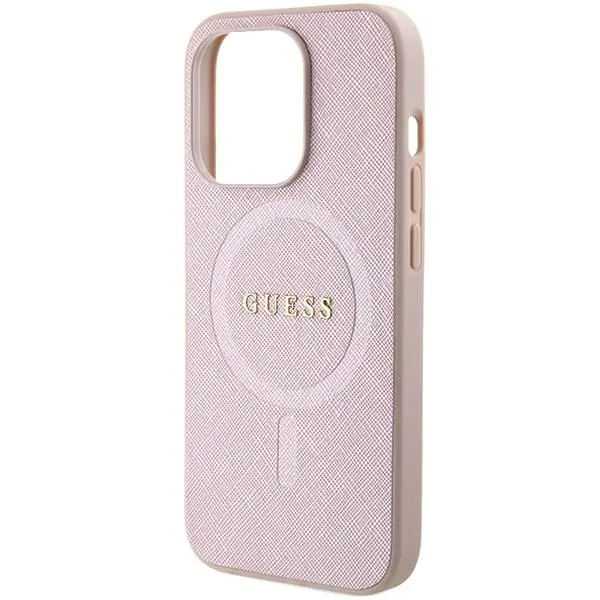 Etui Guess Saffiano MagSafe GUHMP15LPSAHMCP do iPhone 15 Pro Różowy