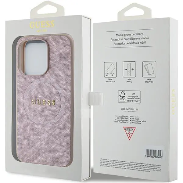 Etui Guess Saffiano MagSafe GUHMP15LPSAHMCP do iPhone 15 Pro Różowy