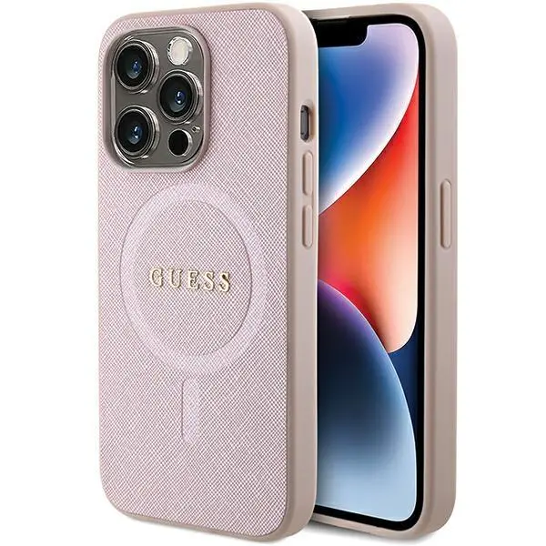 Etui Guess Saffiano MagSafe GUHMP15LPSAHMCP do iPhone 15 Pro Różowy