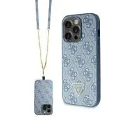 Guess Crossbody 4G Metal Logo GUHCP15LP4TDSCPB do iPhone 15 Pro Niebieski