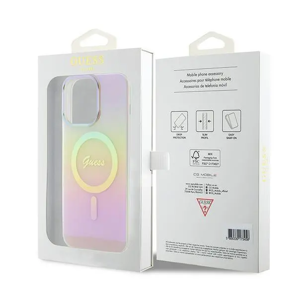 Etui Guess IML Iridescent MagSafe GUHMP15XHITSP do iPhone 15 Pro Max Różowy