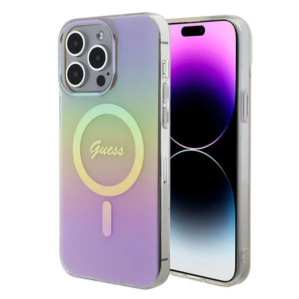 Etui Guess IML Iridescent MagSafe GUHMP15XHITSP do iPhone 15 Pro Max Różowy