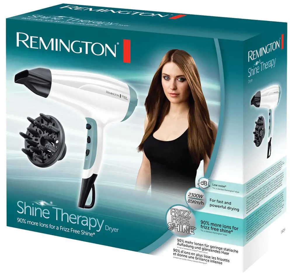 Suszarka do włosów Remington Shine Therapy D5216 Jonizacja Dyfuzor Zimny nawiew 2300W 2 prędkości 3 temperatury