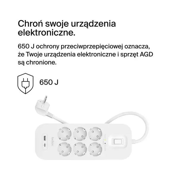 Listwa Belkin SRB002VF2M 6 gniazd 2m Biały