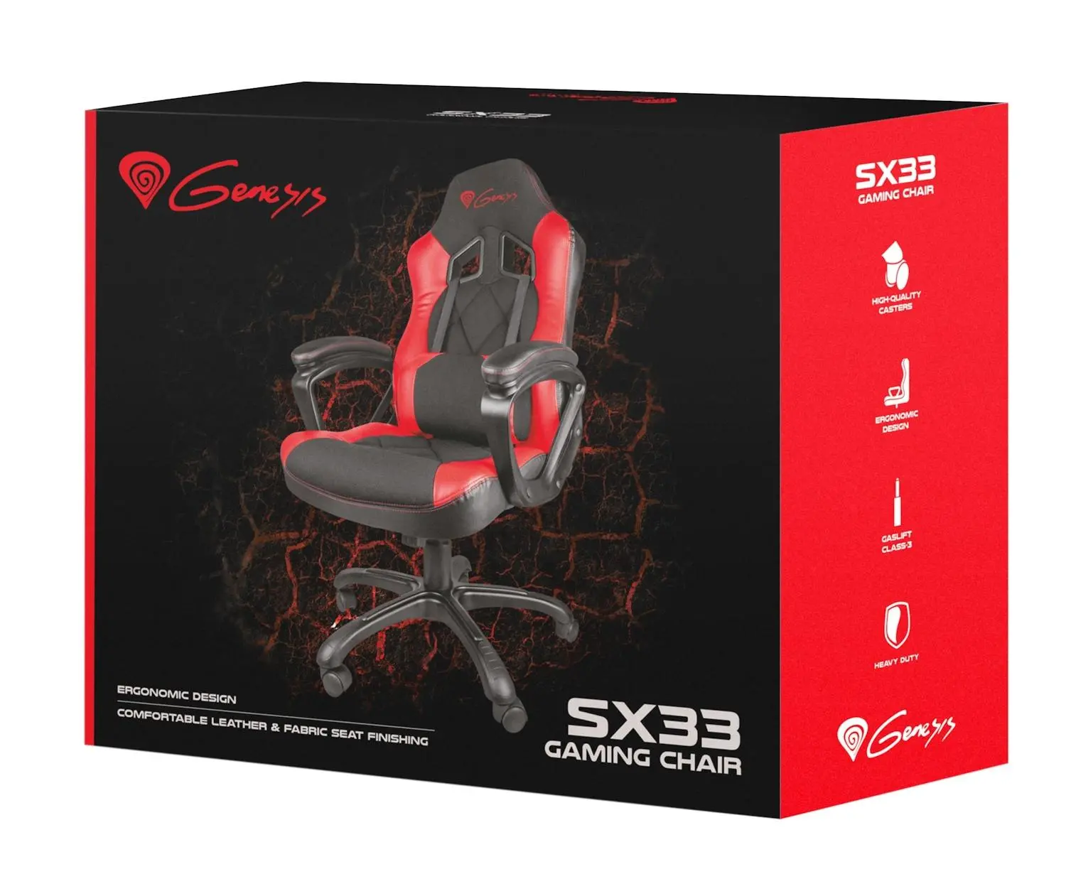 Fotel Genesis Nitro 330 Gamingowy do 120kg Skóra ECO Tkanina Czarno-czerwony