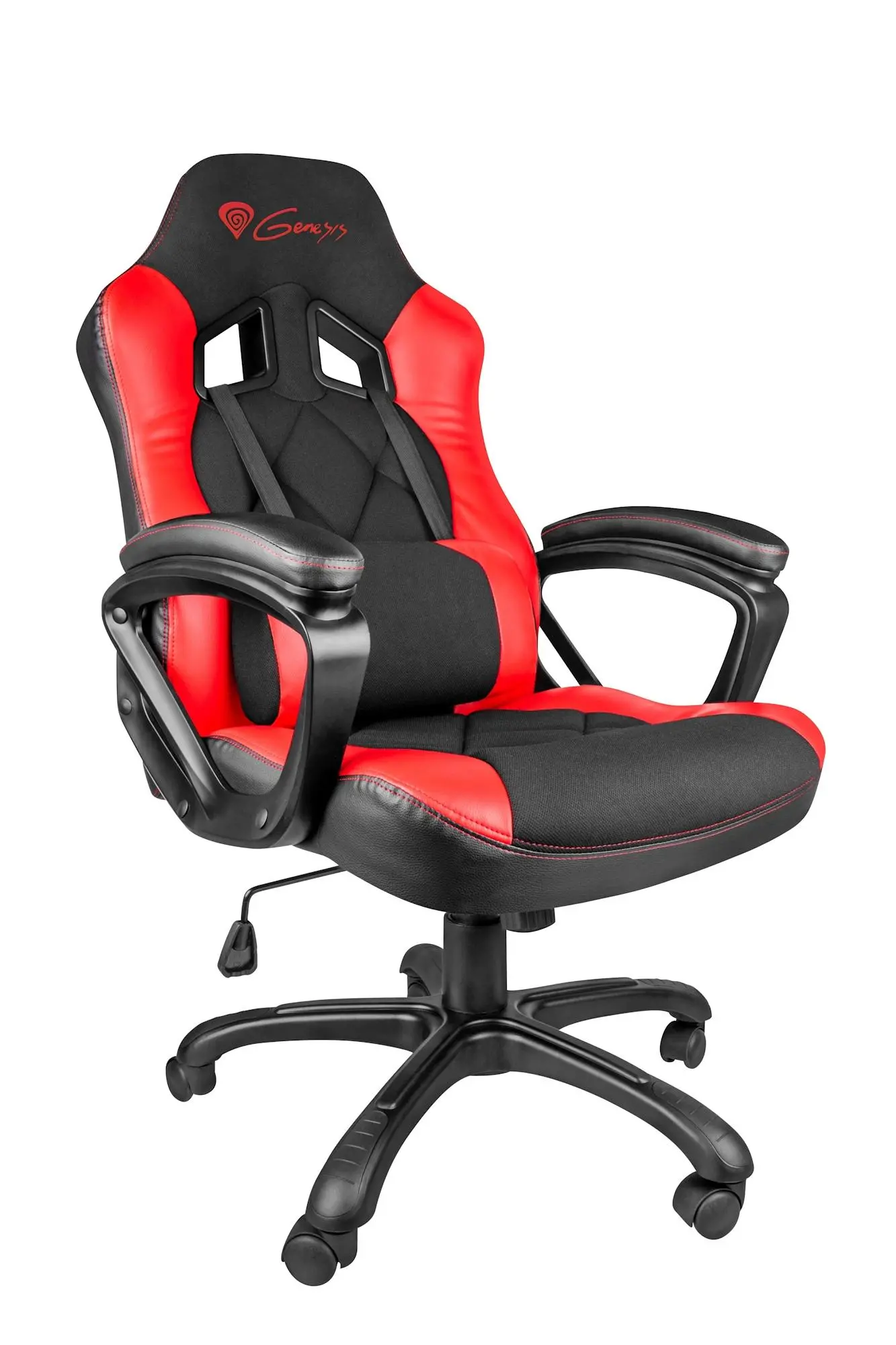 Fotel Genesis Nitro 330 Gamingowy do 120kg Skóra ECO Tkanina Czarno-czerwony