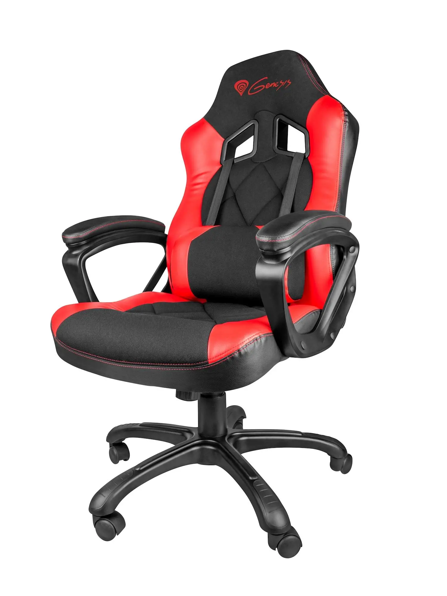 Fotel Genesis Nitro 330 Gamingowy do 120kg Skóra ECO Tkanina Czarno-czerwony