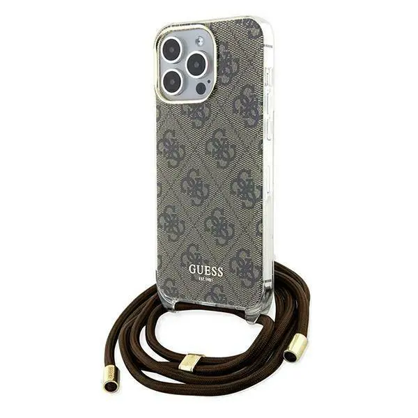 Etui Guess Crossbody Cord 4G Print GUHCP15LHC4SEW do iPhone 15 Pro Brązowy