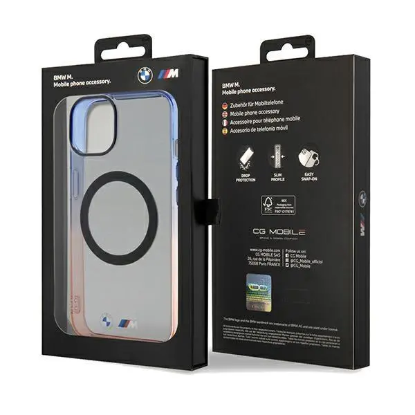 Etui BMW Gradient Bumper MagSafe BMHMP15SHTGE do iPhone 15/14/13 Szary