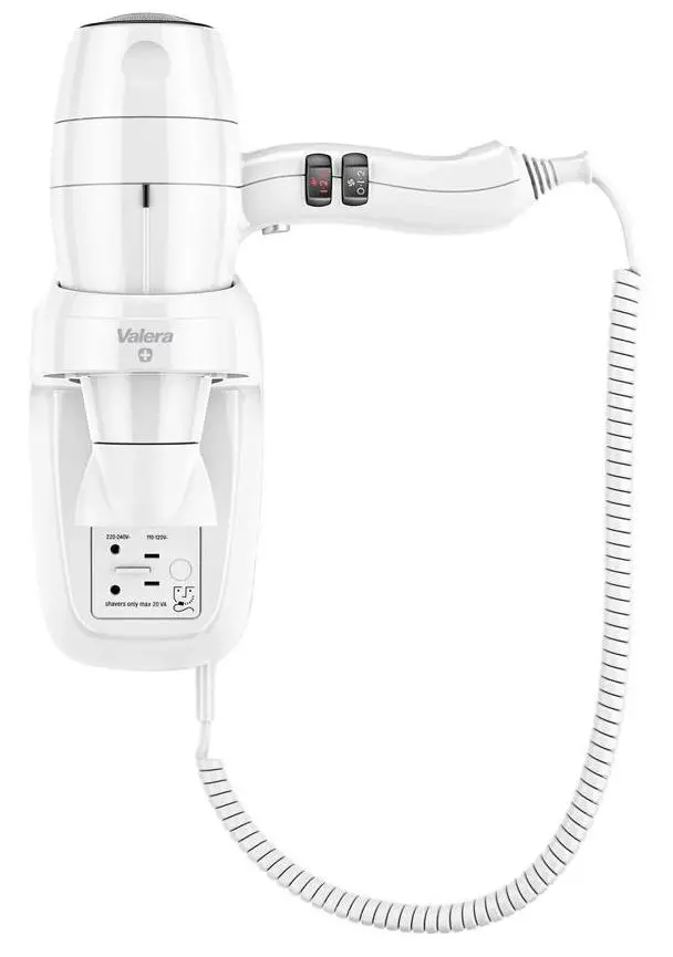 Suszarka hotelowa Valera Silent Jet Protect 2000 586.10/044.06 Zimny nawiew 2000W 3 prędkości 3 temperatury