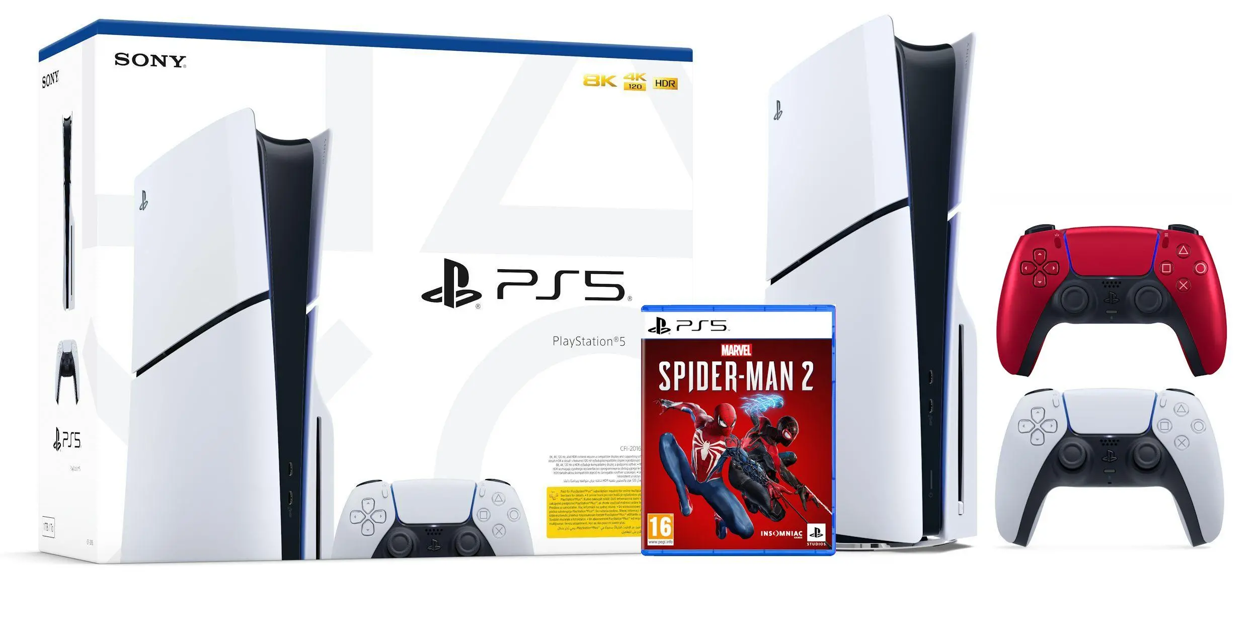 Konsola Sony PlayStation 5 Slim D Chassis (PS5) 1TB z napędem + Dodatkowy Pad Volcanic Red + Marvel’s Spider-Man 2