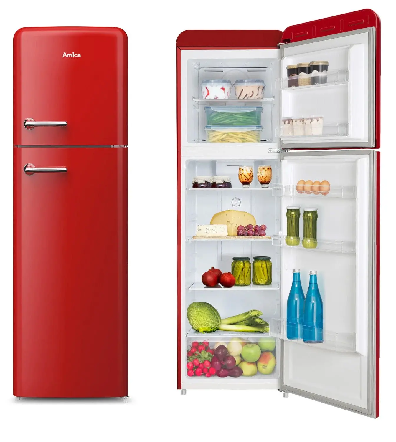 Lodówka Amica Retro FD280.3FR(E) Pełny No Frost 176,5cm Czerwony