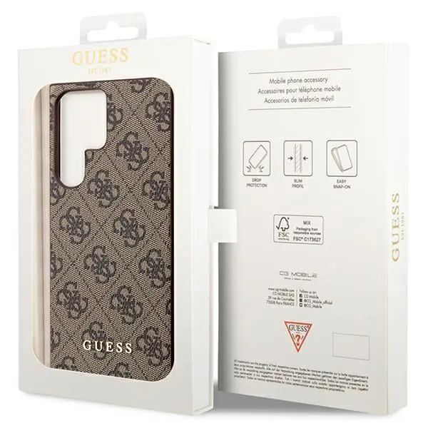 Etui Guess 4G Charms Collection GUHCS24LGF4GBR do Samsung Galaxy S24 Ultra Brązowy