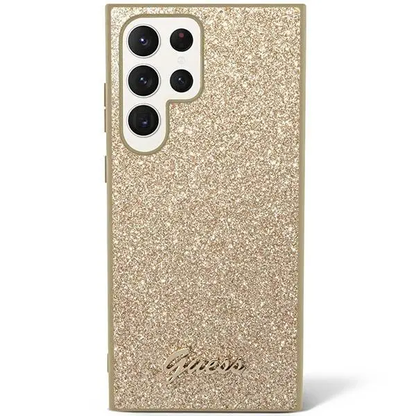 Etui Guess Glitter Script GUHCS24LHGGSHD do Samsung Galaxy S24 Ultra Złoty