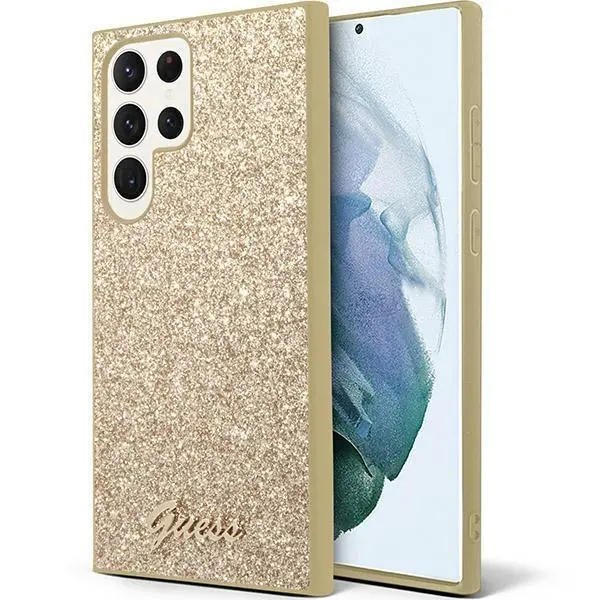 Etui Guess Glitter Script GUHCS24LHGGSHD do Samsung Galaxy S24 Ultra Złoty