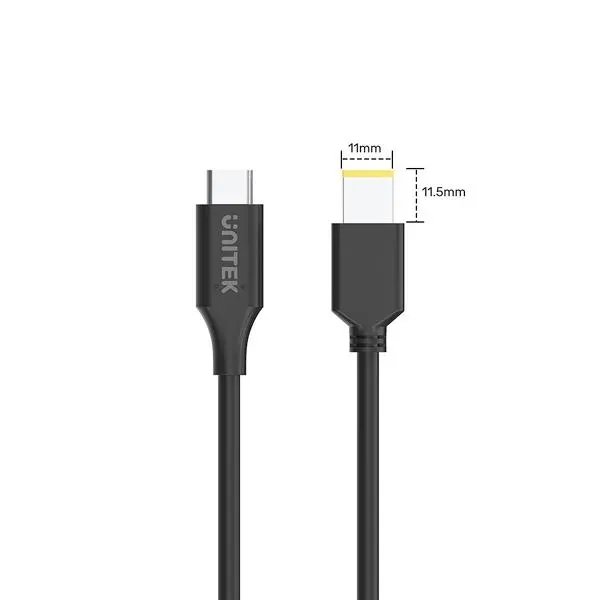 Kabel zasilający Unitek C14115BK do Lenovo 65W USB-C - DC11 4,5mm 1,8m Czarny