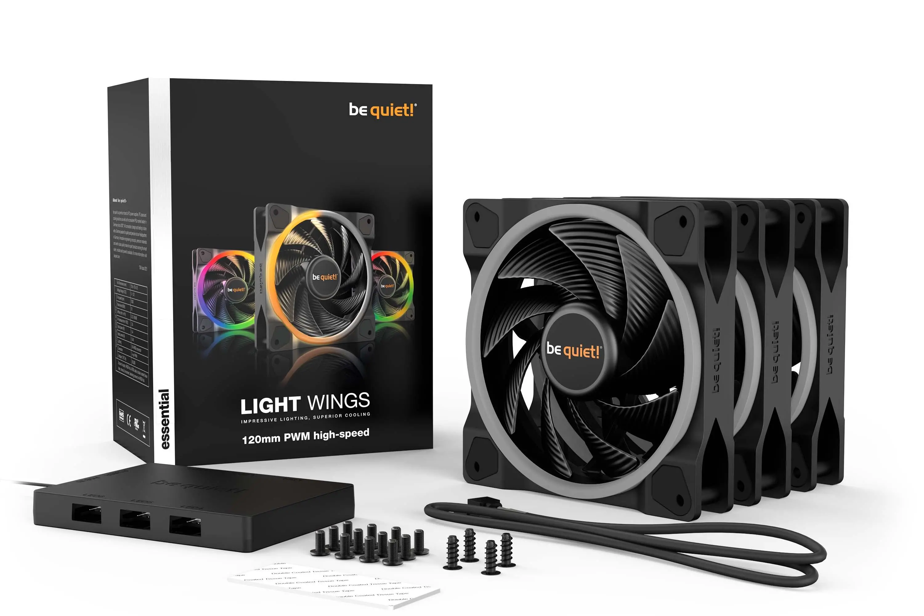 Wentylator be quiet! Light Wings PWM high-speed 120mm 3szt. Czarny