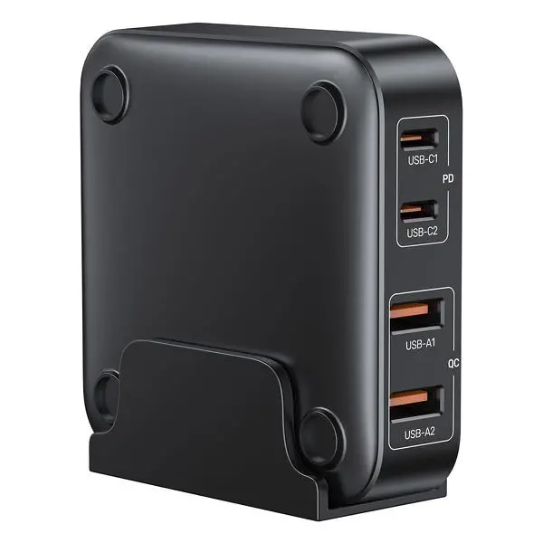 Ładowarka biurkowa Unitek GaN 70W 2x USB-A+2x USB-C Czarny