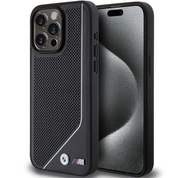 Etui BMW Perforated Twisted Line MagSafe BMHMP15X23PUCPK do iPhone 15 Pro Max Czarny