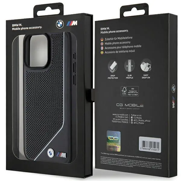 Etui BMW Perforated Twisted Line MagSafe BMHMP15X23PUCPK do iPhone 15 Pro Max Czarny