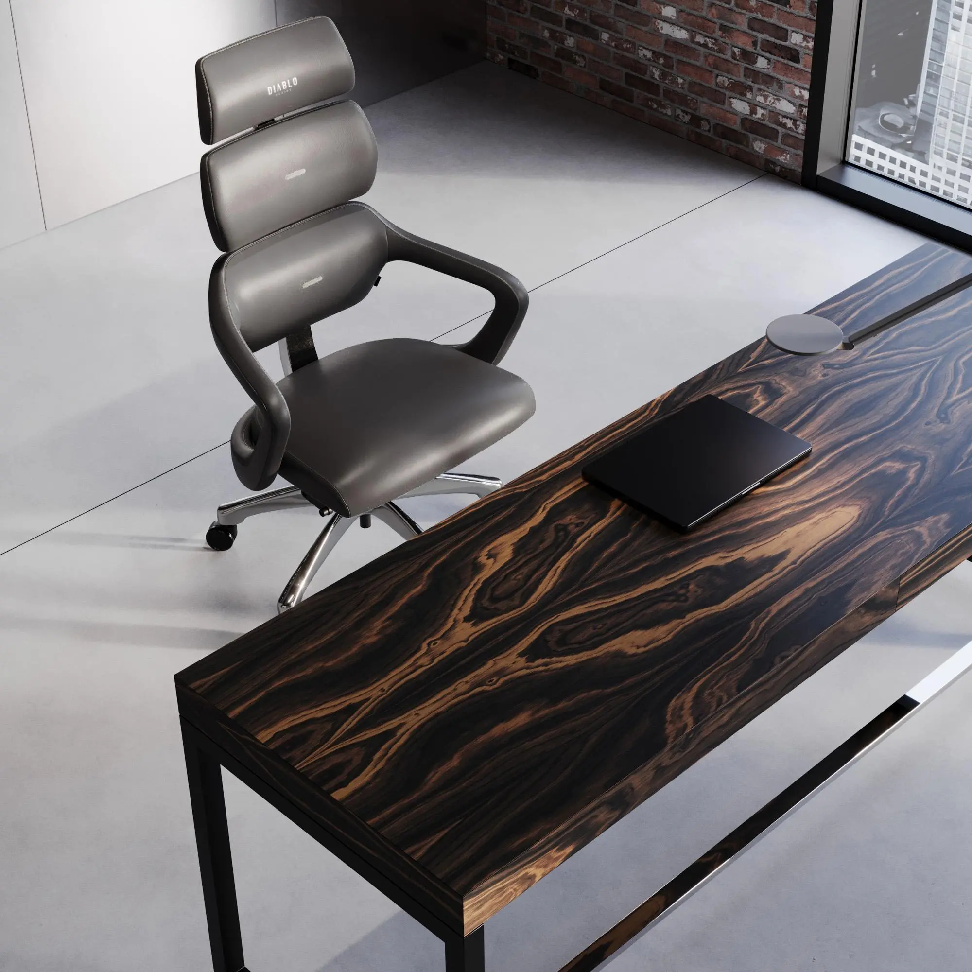 Fotel Diablo Chairs V-Modular Biurowy do 160kg Skóra ECO Szary