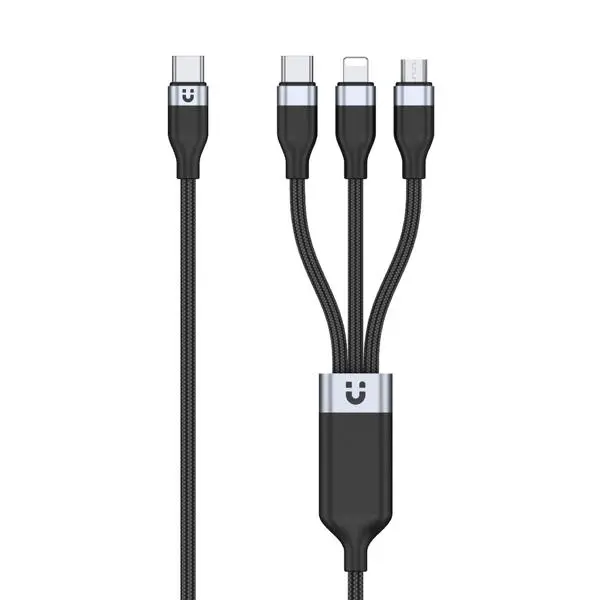 Kabel Unitek USB-C 3w1 20W 1,5m Czarny