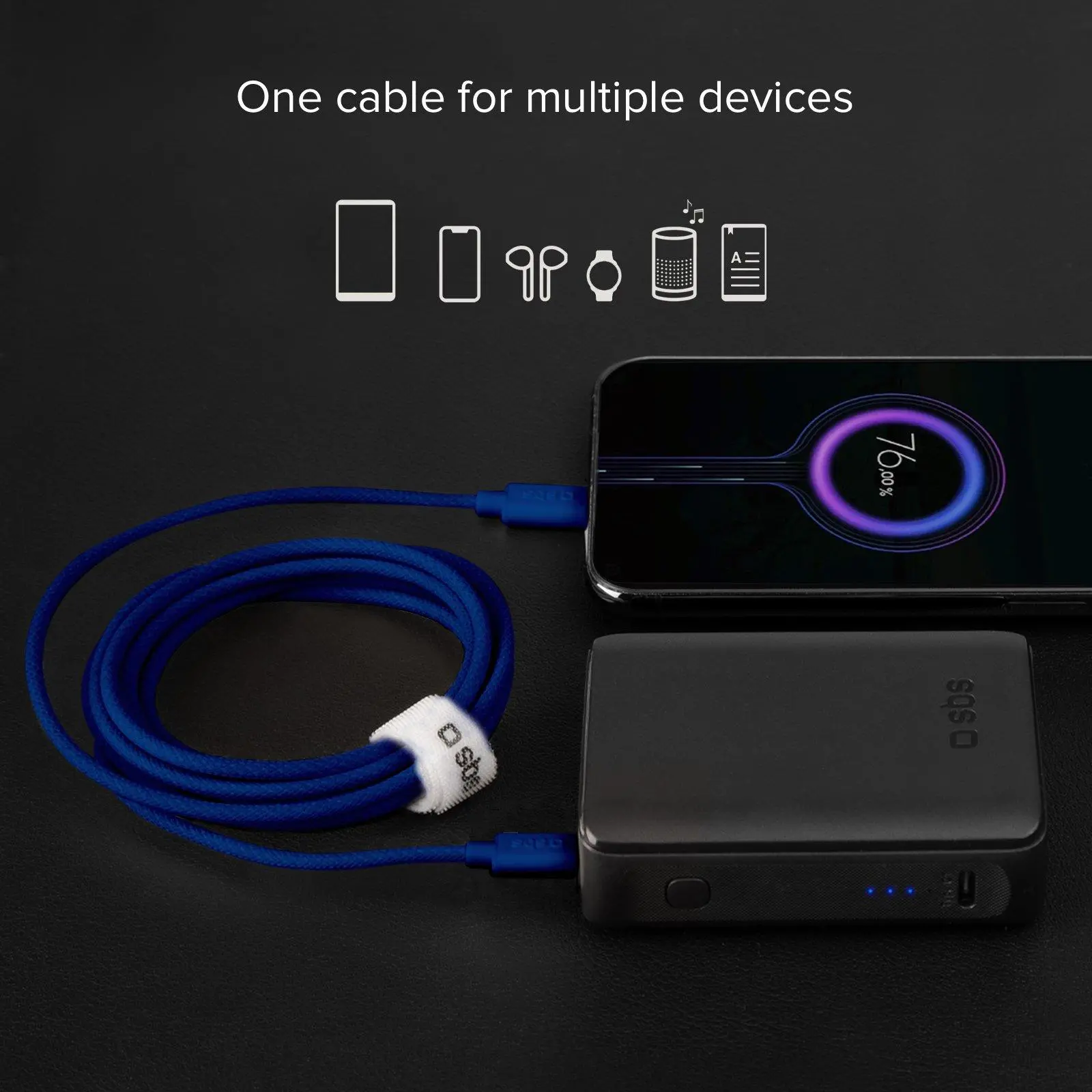 Kabel SBS USB-C do USB-C 60W 1,5m Niebieski