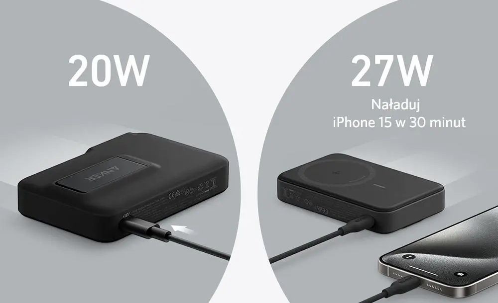 Powerbank Anker MagGo (A1654G11) 10000mAh 27W Wireless Power IQ 15W Czarny