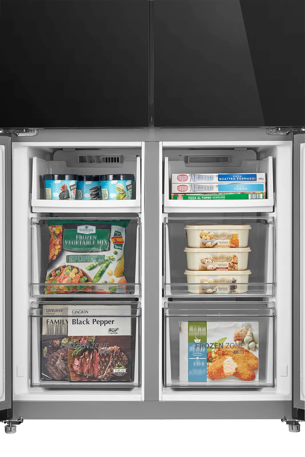 Lodówka Toshiba GR-RF677WI-PGJ(22) Pełny No Frost 189,8cm Komora świeżości Zdalne sterowanie Czarne szkło