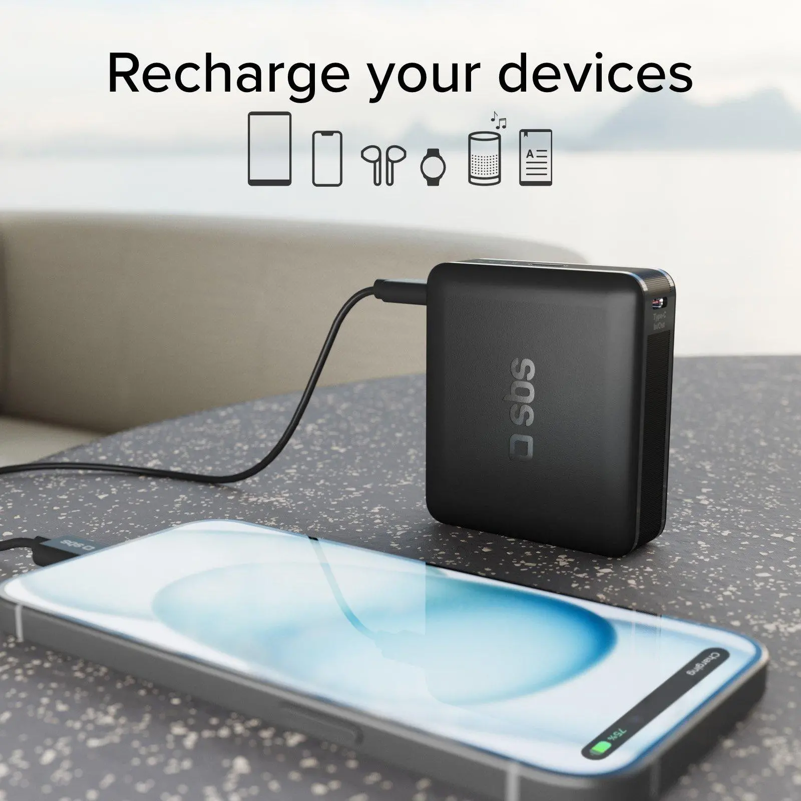 Powerbank SBS TEBB10000HDPD20K 10000mAh PD 20W Czarny
