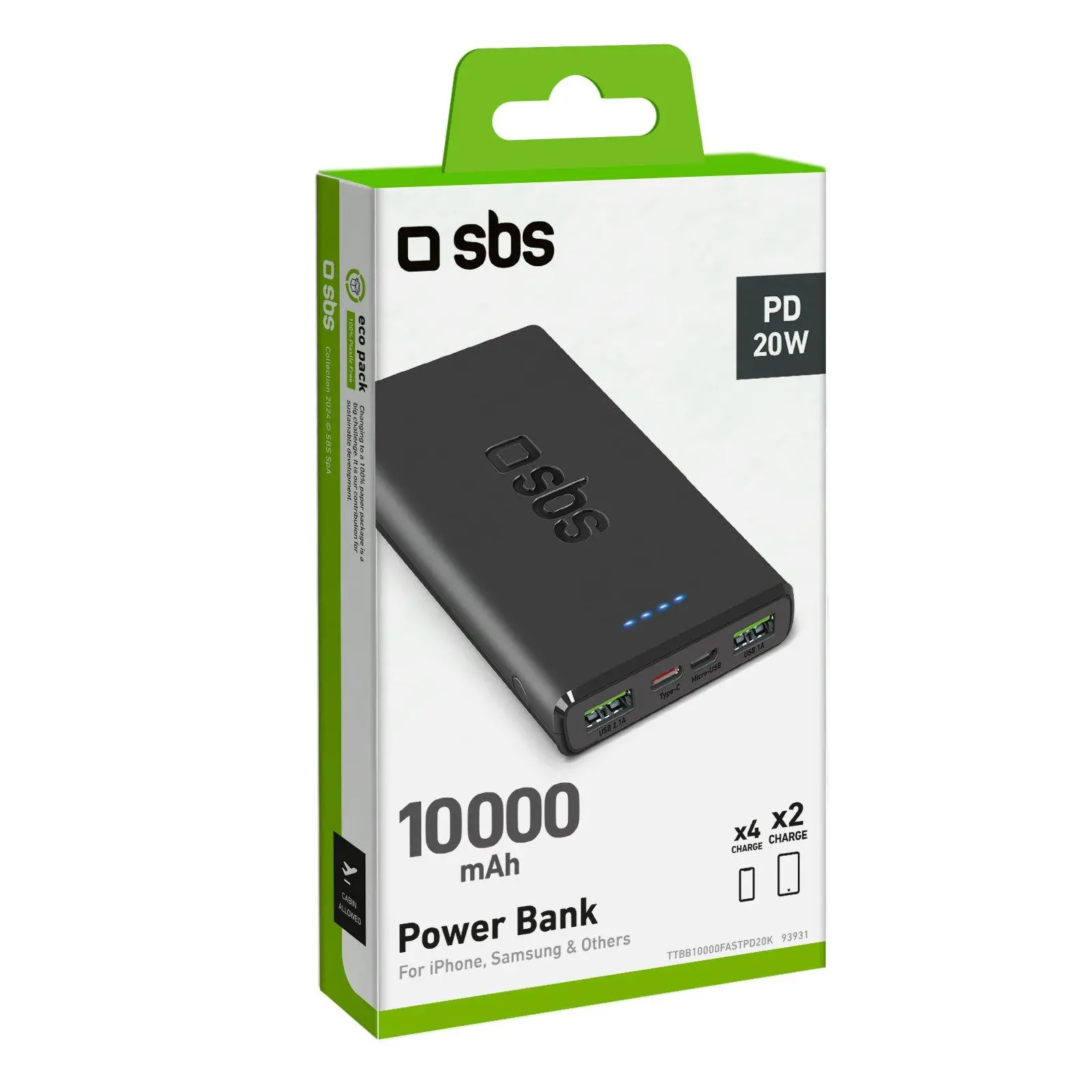 Powerbank SBS TTBB10000FASTPD20K 10000mAh PD 20W Czarny