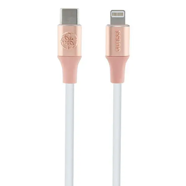 Kabel Guess Ebossed Logo USB-C do Lightning 1,5m Fast Charging Różowy