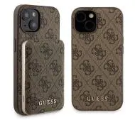 Guess Zestaw do iPhone 15 + Powerbank 5000mAh MagSafe 4G Metal Logo Brązowy