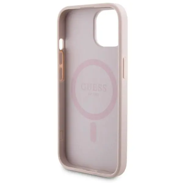 Etui Guess Zestaw do iPhone 15 + Powerbank 5000mAh MagSafe 4G Metal Logo Różowy