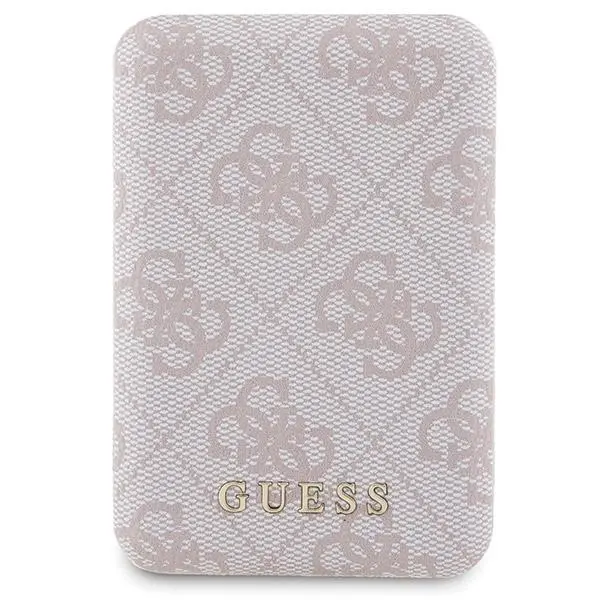 Etui Guess Zestaw do iPhone 15 + Powerbank 5000mAh MagSafe 4G Metal Logo Różowy